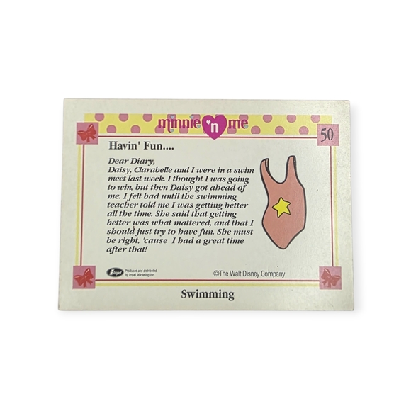 Vintage Disney Minnie Mouse Swimming Trading Card - Picture 2 of 2